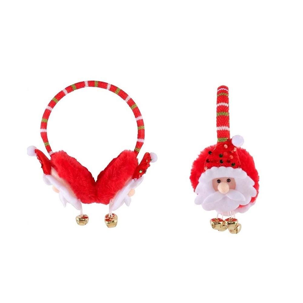Sequin Detail Christmas Plush Earmuff Soft Fabric Cartoon Santa Headband Cute Lovers