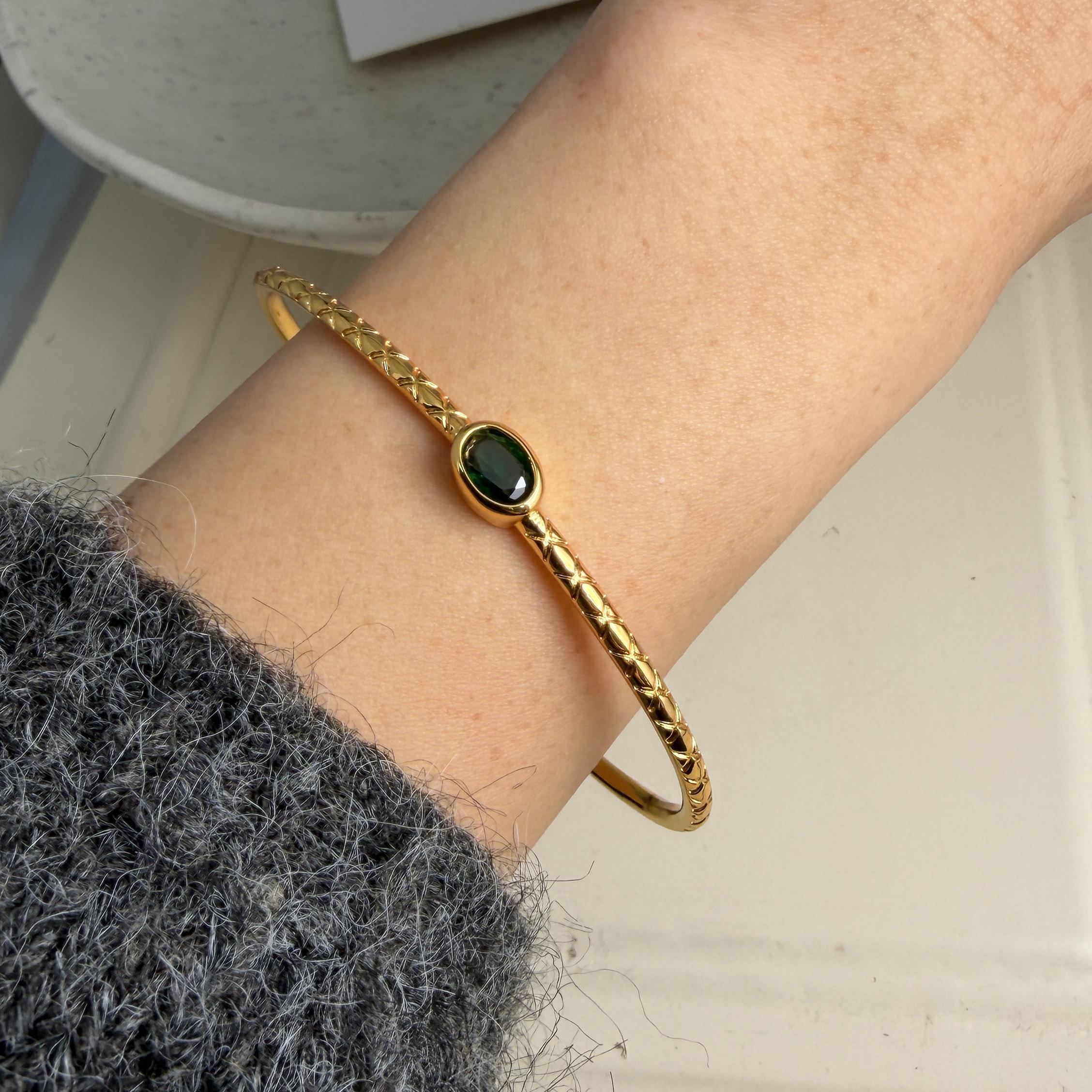 

100% Solid 925 Sterling Silver Retro Bracelet for Women Geometric Handmade Gold Narrow Zircon Simple Bracelet Birthday Gift