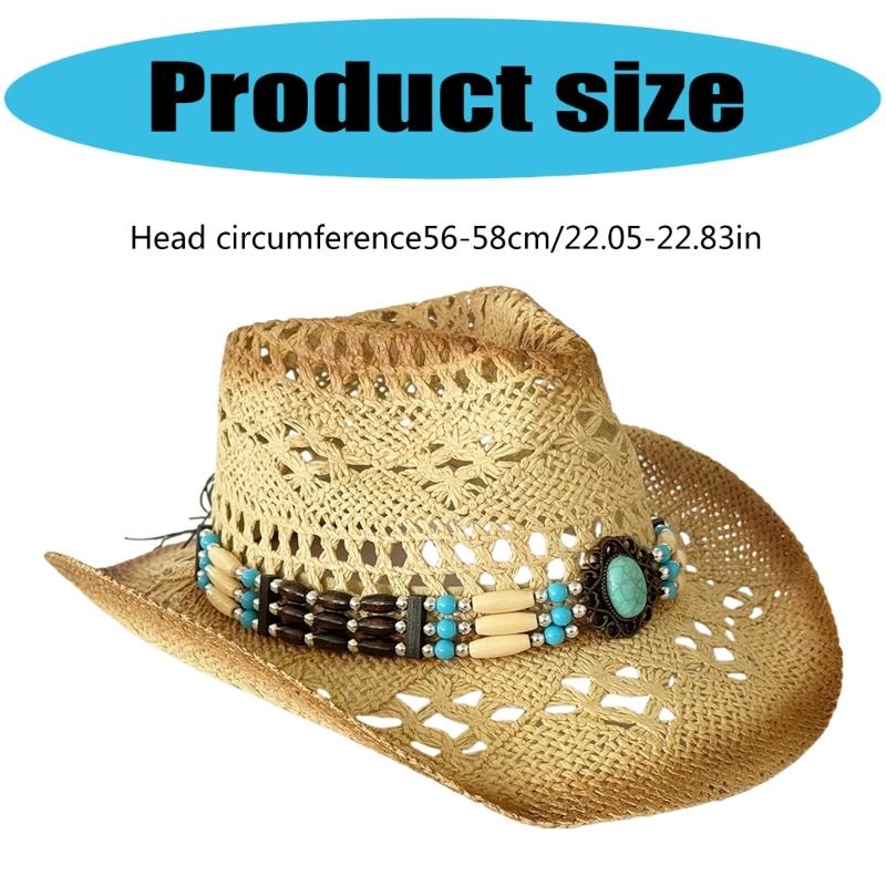 Western Straw Hat Handwoven Breathable Sun Hat Beach British Hat Elegant Wide Brimmed Straw Hat Panama Hat