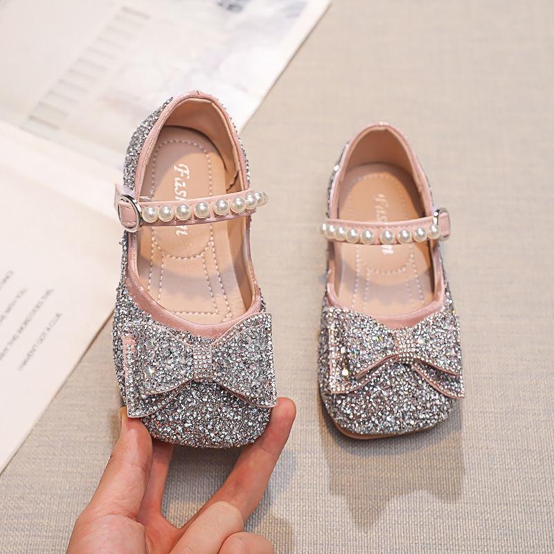 

Girls Diamond Princess Shoes The Spring and Autumn Period and The New Girl Single School Play Bowknot Pearl Shoes Baby s Shoes 36