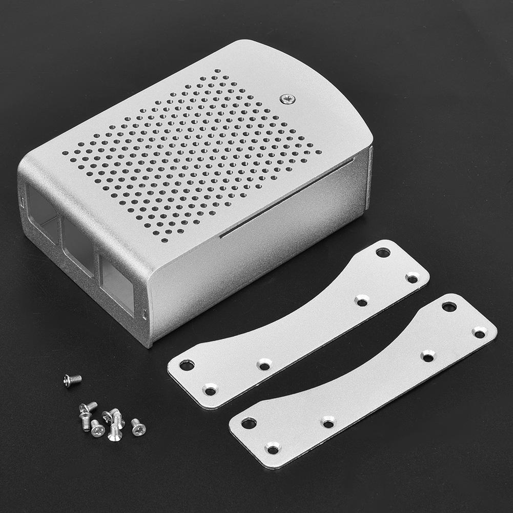 For 4 Model B Black Aluminum Case Box Enclosure with Heatsink Bracket (Black)