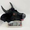 Halloween scary moving mouth bull head mask, demon bull mask, bull horns, skull, animal, black bull headgear, plush