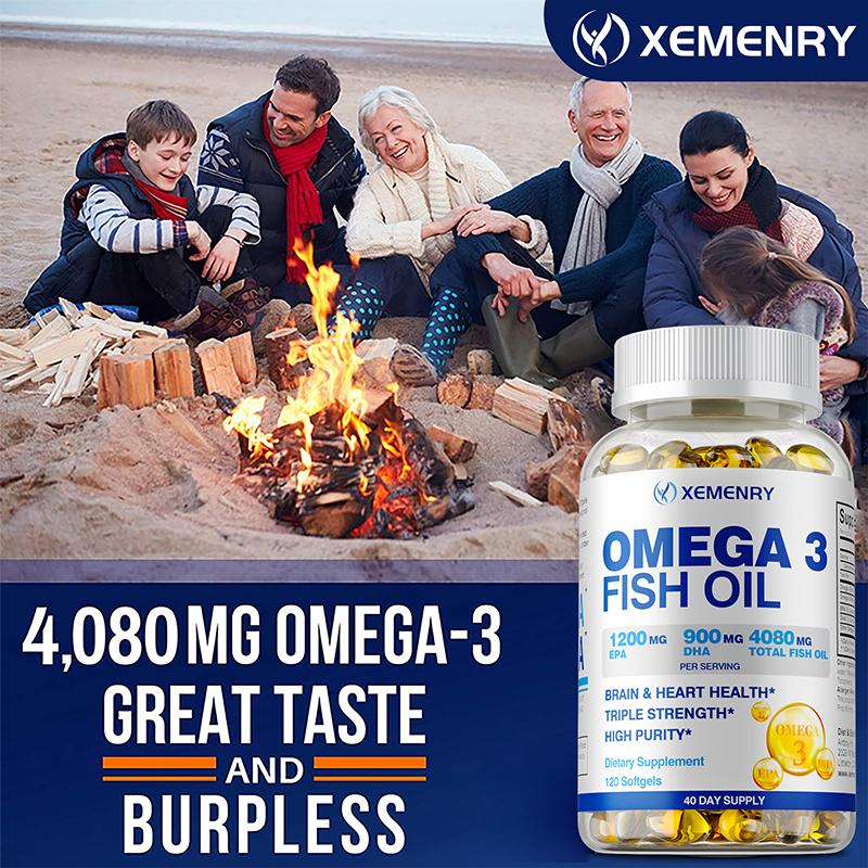 Omega-3-Fischöl 4500mg - EPA, DHA - Herz-, Gehirn- & Gelenkgesundheit - 120 Kapseln