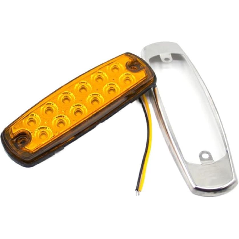10pcs 12V 24V 12 LED Waterproof Side Marker Lights for Trucks, Trailers, Caravans, Buses, Boats - Clearance Lighting Solution(10x Yellow)