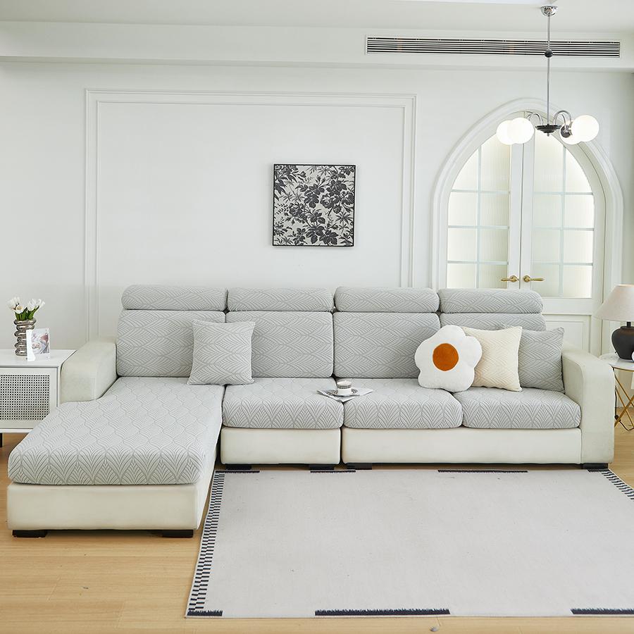 

New Simple Solid Color Three-dimensional Jacquard Sofa Cap Non-slip All-inclusive Sofa Cushion Cover Four Seasons Universal Type plus 2 seater cover светло-серый