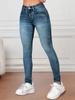 European & American Cross-Border Mid-Waist Washed Stretch Butt-Lifting Women's Skinny Jeans