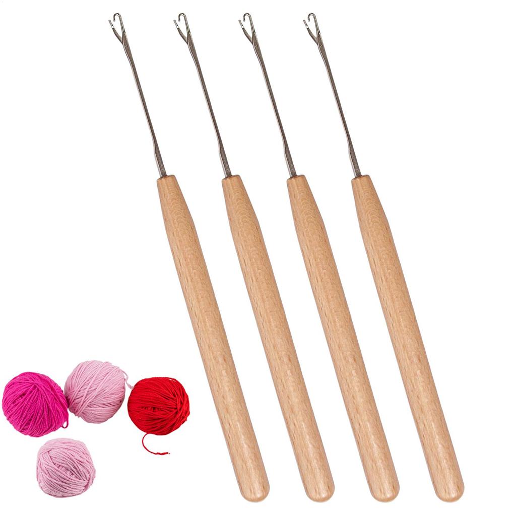 4pcs Lock Edge Crochet Hooks Metal Latch Repair Tool Stainless Steel Knitting Sewing Needles For DIY Knitting Revamping Darning