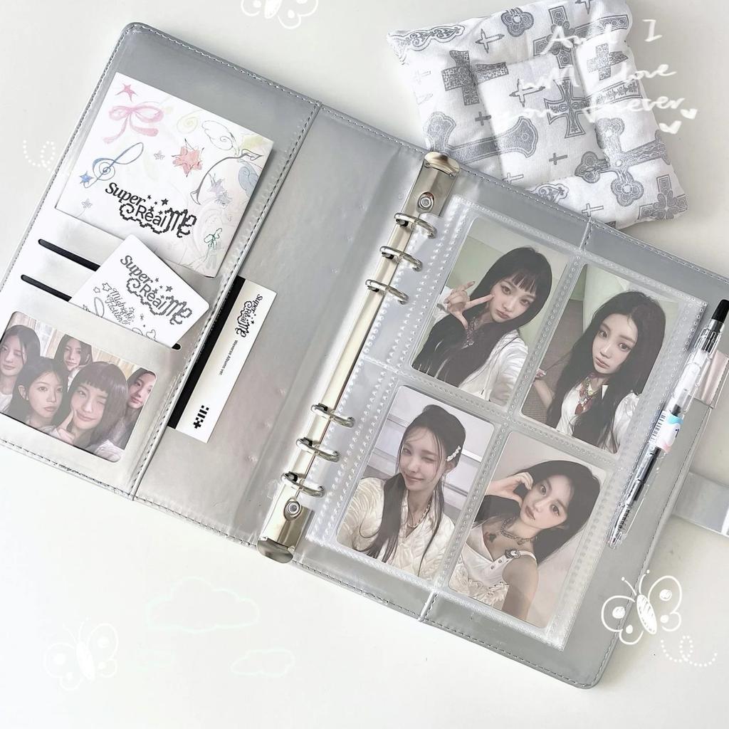 MINKYS PU Leather Silver A5 Kpop Photocards Collect Binder Idol Photo Card Book Idol Storage Album Stationery