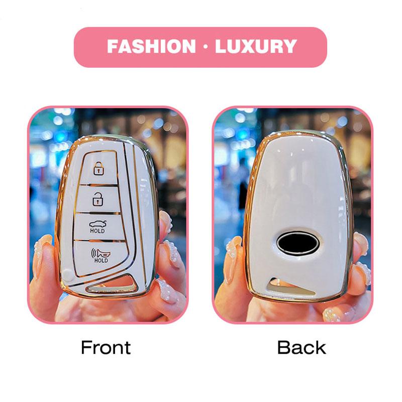 Soft Tpu Car Key Cover Remote Case For Hyundai Santa Fe Sport Ix45 Equus Centennial Genesis G80 Grandeur Azera 2013- Shell