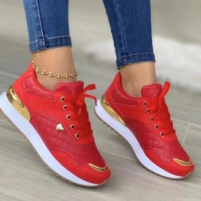 Größe 36-43 Frühling Herbst Neue Atmungsaktive Bequeme Damen Loafer Luxus Designer Rot Gold Leichte Plattform Casual Sneakers