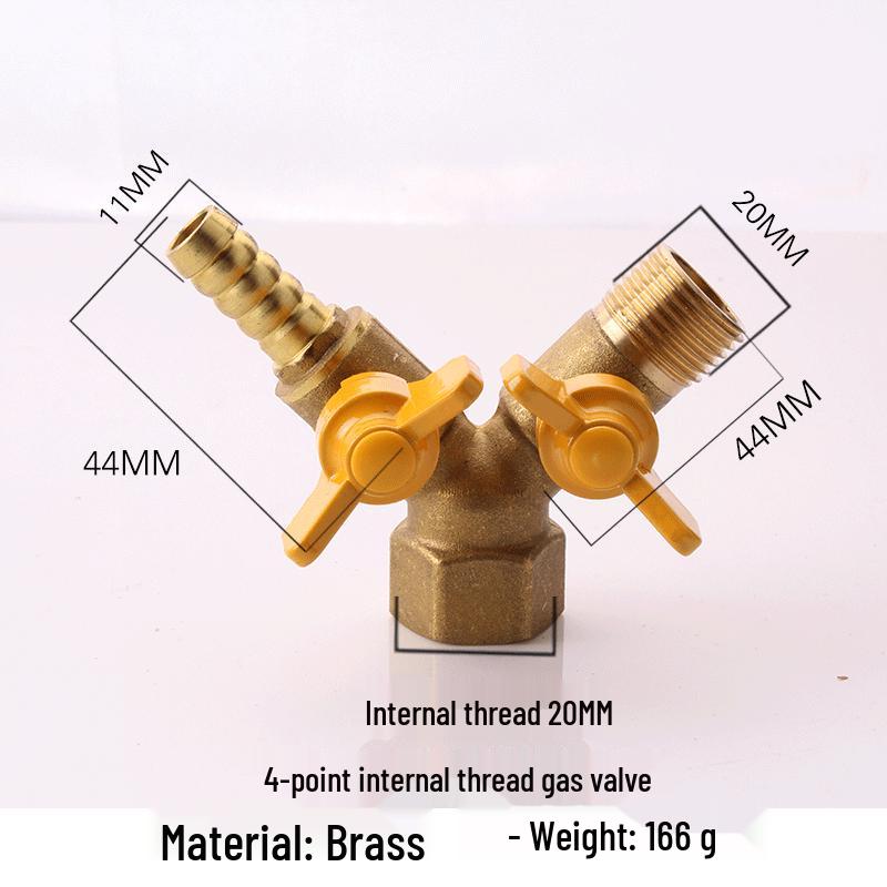 Thickened Double Male Thread Gas Valve for Natural Gas, 4-Point