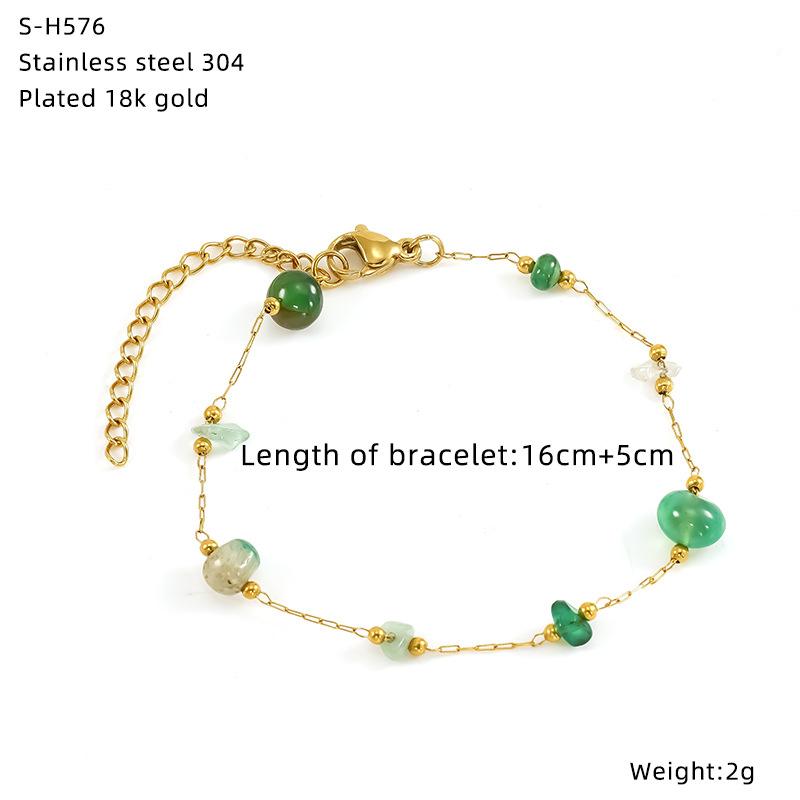 Titanium Steel Glazed Bead Pearl Bracelet, Sweet Crystal Natural Stone Colored Jewelry, High Sense Of Personality