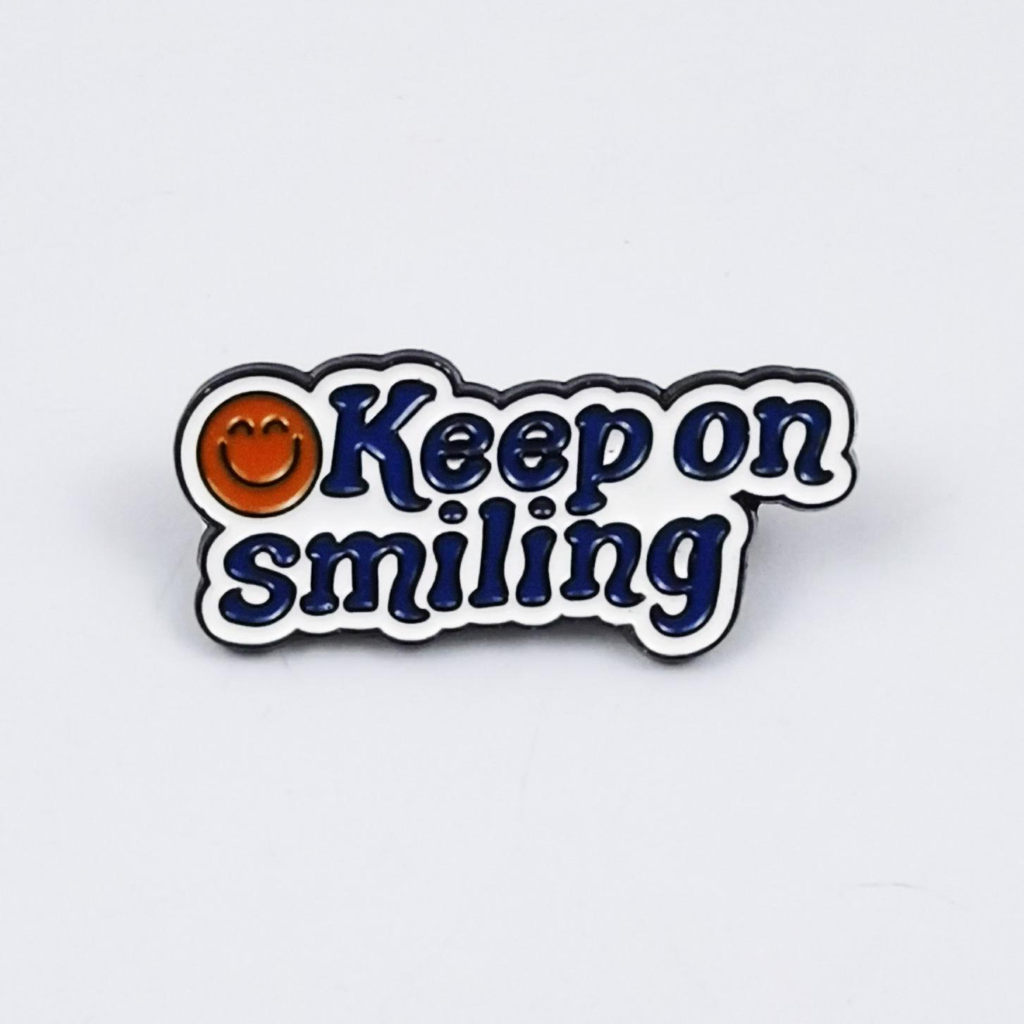 Colorful Cartoon Motivational Quote Brooch - Smiling Face Alloy Drip Glaze Badge for Clothing and Bags
