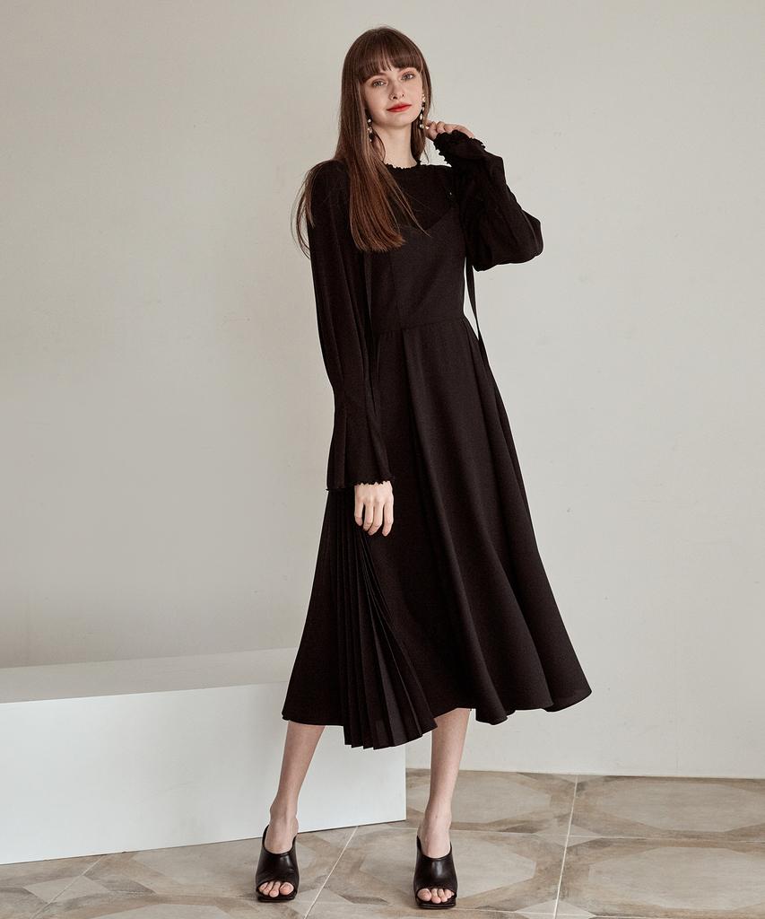Etmont Shoulder Strap Flare Dress Black