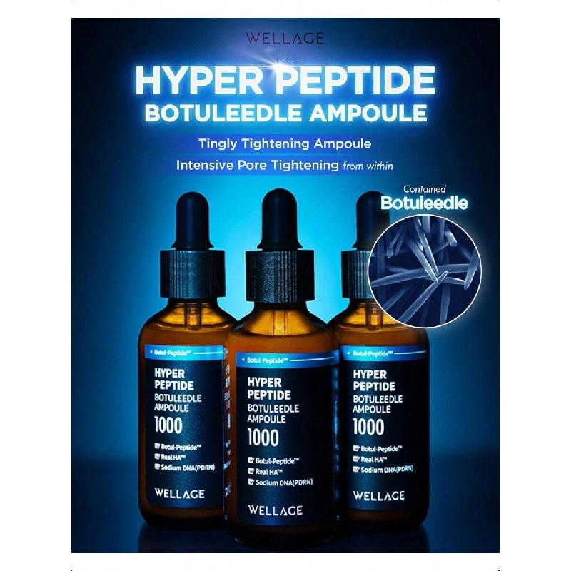 WELLAGE Hiper Peptydowa Ampułka Botuleedle 50ml, Koreańskie Serum Przeciwstarzeniowe z Infuzowanym Peptydem, Wysoka Czystość Kwasu Hialuronowego, PDRN, Pantenol,