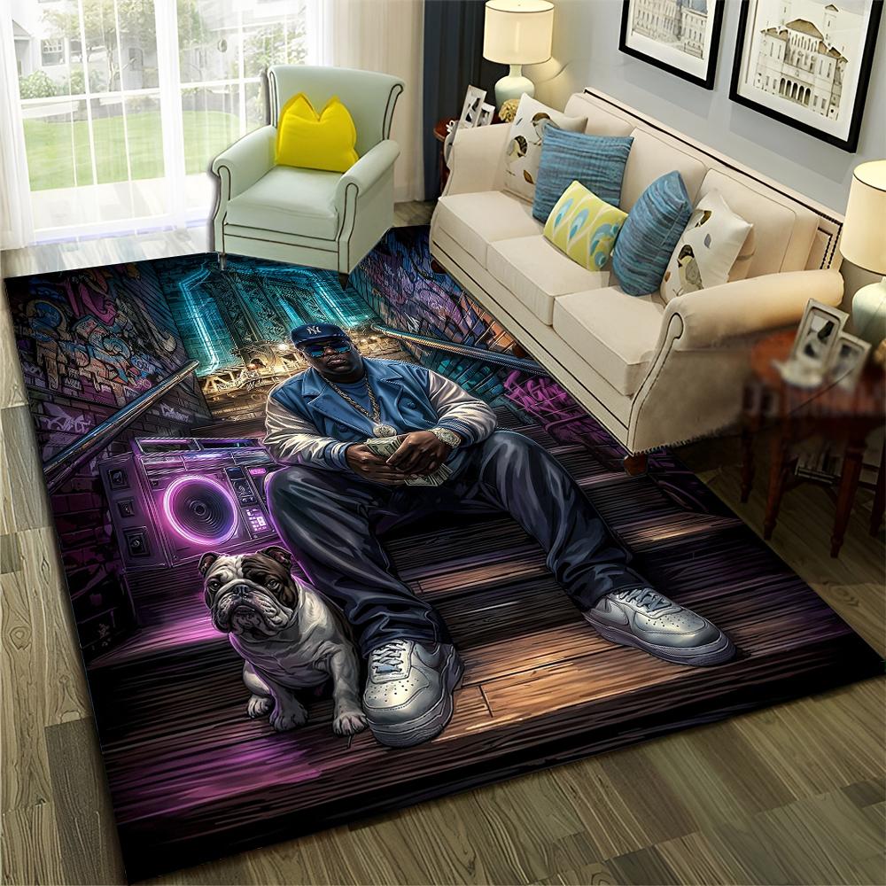New Legend Rappers Star Art Cartoon Hip Hop Rug for Bedroom Living Room Sofa Home Doormat Decor,Kid Play Non-slip Floor Mat