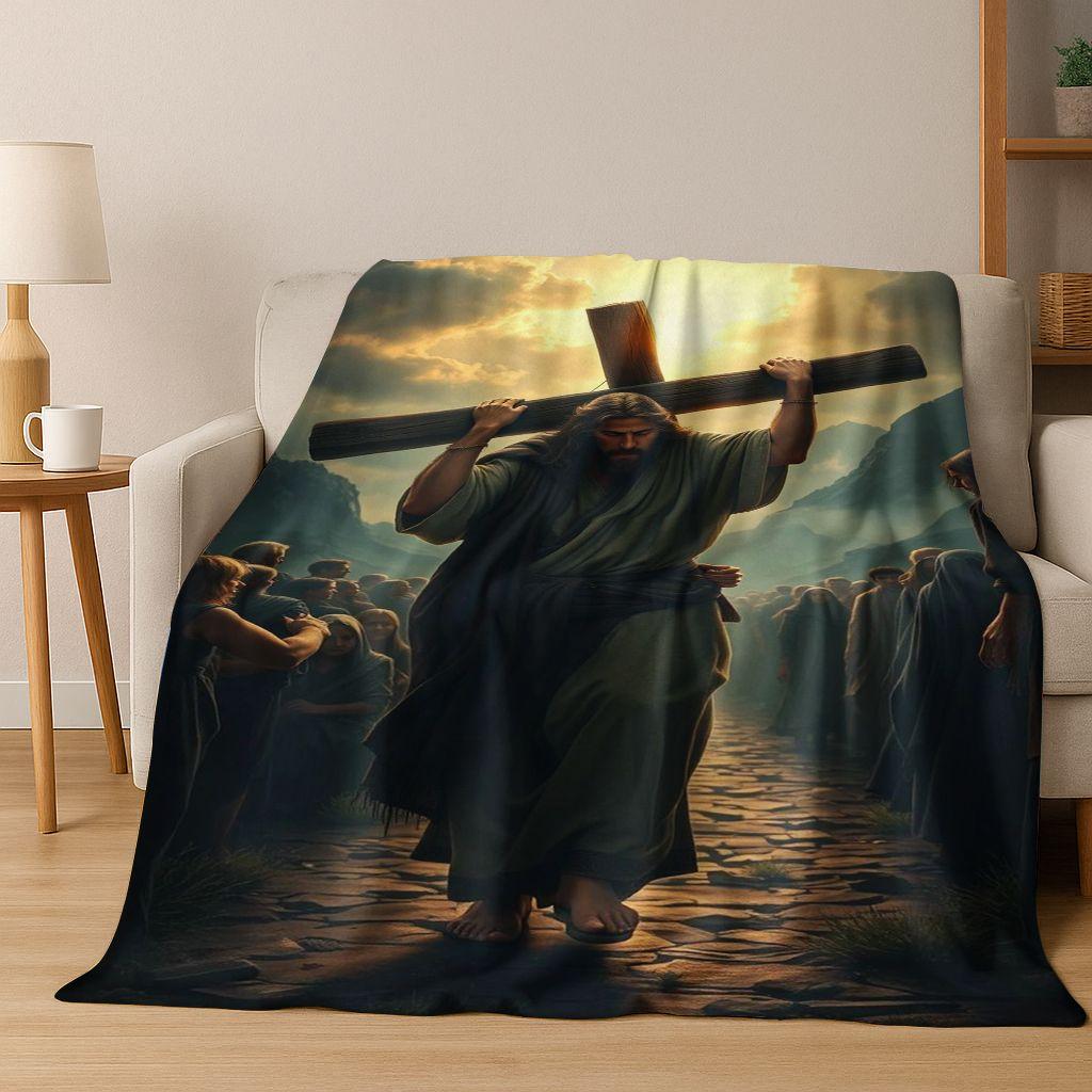 26 Style Faith Virgin Mary Jesus Blessed Flannel Blanket,Cozy Soft Throw Blanket for Home Bedroom Bed Sofa Picnic Cover Gift Kid