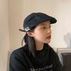 2025  Men'S Vintage Linen  Hip Hop Solid Beret Side Label Women'S Hat Vintage Beanie Crowd Style Sun Beret
