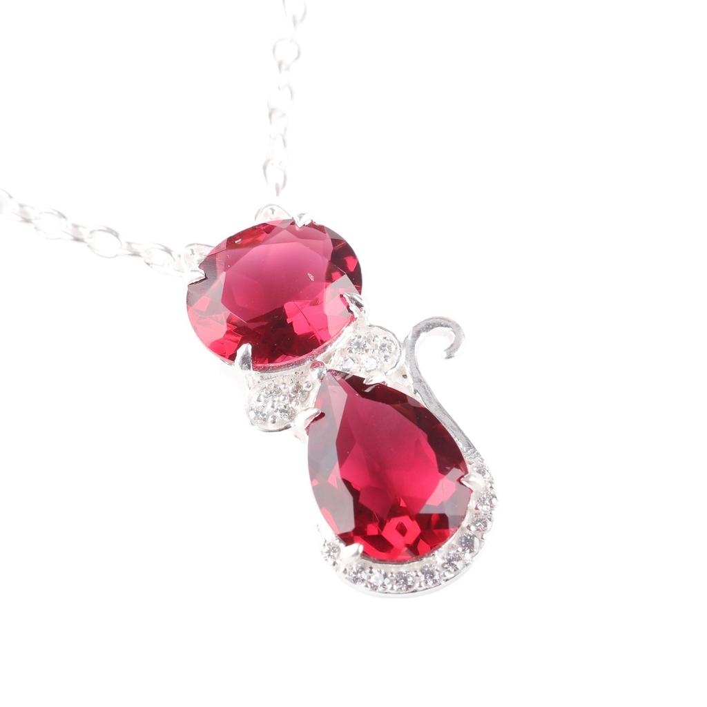 Rosa Rubellit Edelstein 925 Sterling Silber Schmuck Zirkon Anhänger 1,16" Für Sie CZP-1-18
