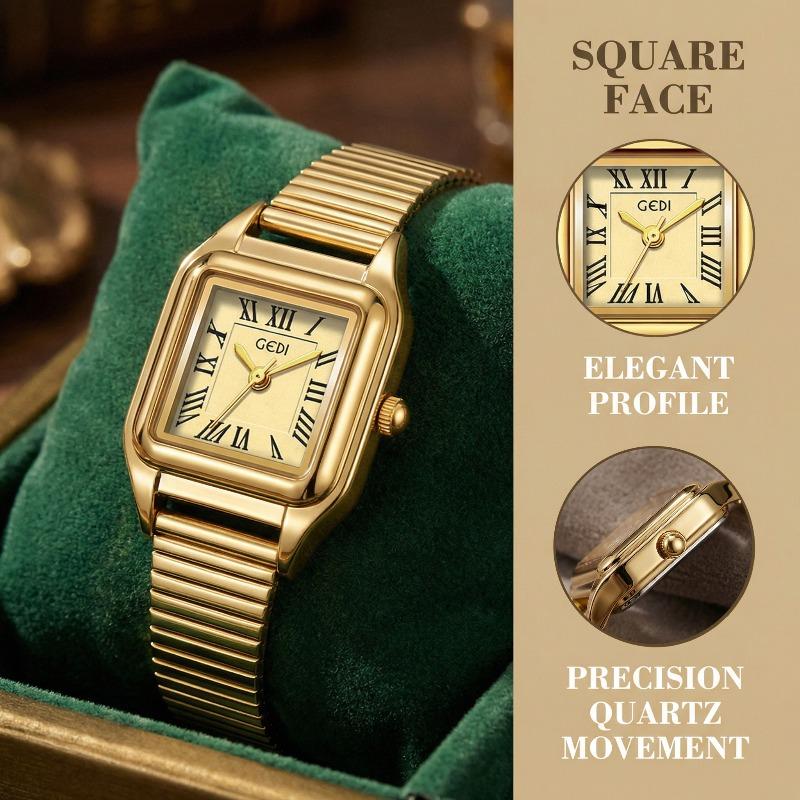 New Luxury Brand Women's Watch Simplicity Square Dial Design Ladies' Quartz Watch Fashion Elegant Gold Female Clock Reloj Mujer