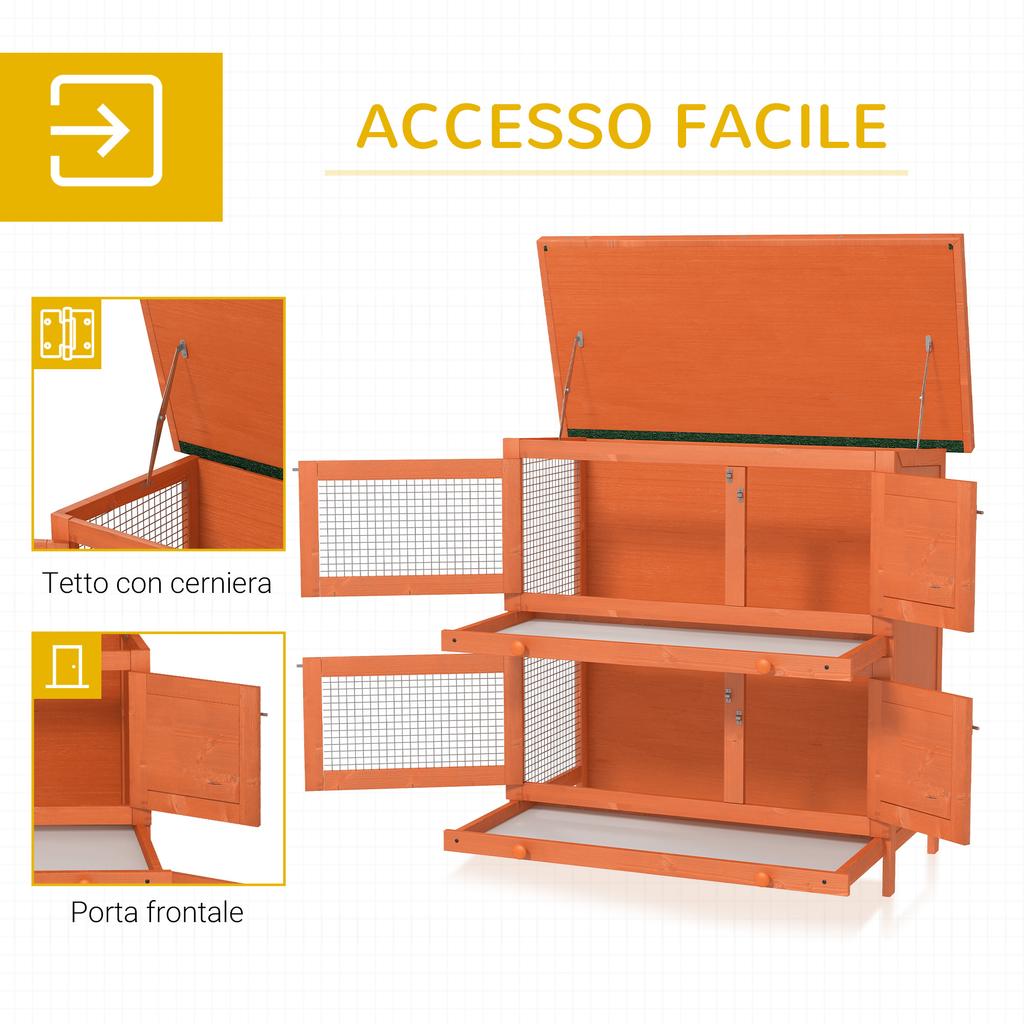 Two-Story Rabbit Cage, Outdoor Hutch Made of Fir Wood, 90x45x90 Cm, Wood and Green
