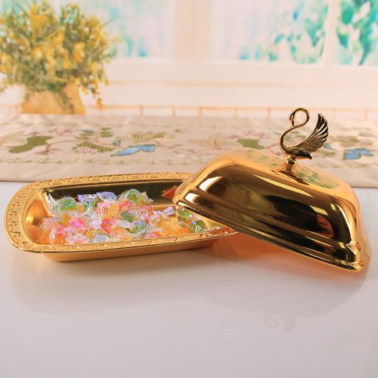 Food Container with Lid Dustproof Stainless Steel Butter Dish Box Serving Tray Hotel Supplies