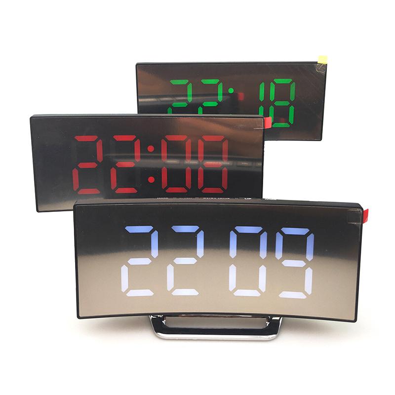 Digital Alarm Clock Curved Dimmable Led Sn Digital Clock For Kids Bedroom