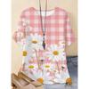 Fashion Women's Crew Neck Short Sleeve 3D Flower Color Printing Flower Short Sleeve Crew Neck T-Shirt