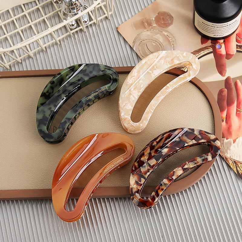 Oversized Hairpin Hollow Tortoiseshell Acetic Acid Grab Clip Retro Temperament Back Head Disc Hair Shark Clip