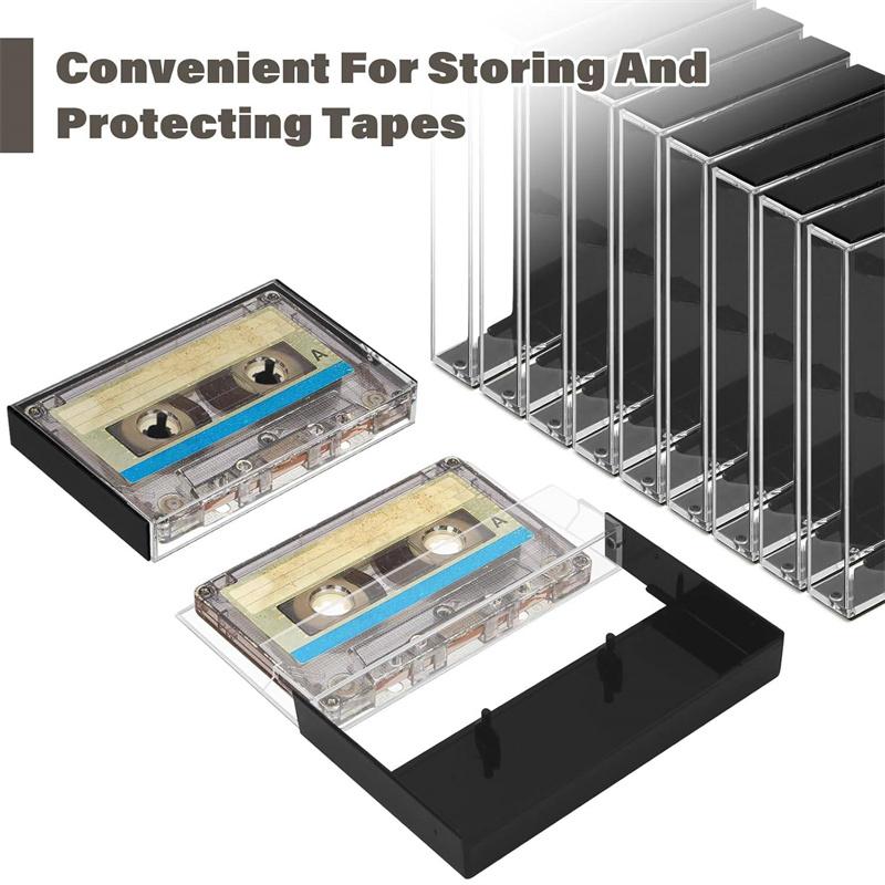 5Pcs Compact Vintage Cassette Tape Box Clear Plastic Storage Case For Audio Cassettes Tape Organizer Dustproof Collection Holder