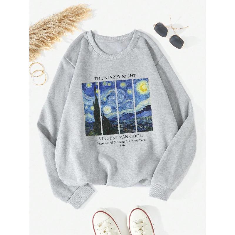 Fashion Printed Women's Sweatshirt Loose Crew Neck Pullovers Long Sleeves Women’s
