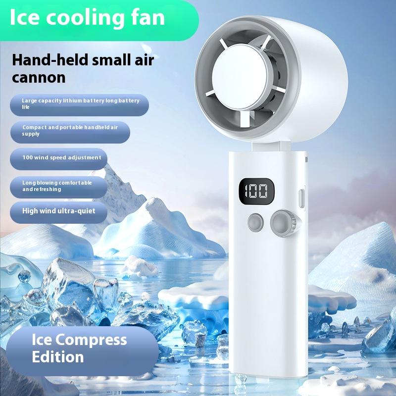 

25 year new handheld small fan for outdoor travel portable and compact with 100 speed regulation and foldable neck hanging fan білий
