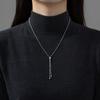 925 Sterling Silver Long Simple Glossy Beads Adjustable Sweater Chain Necklace for Women Jewelry