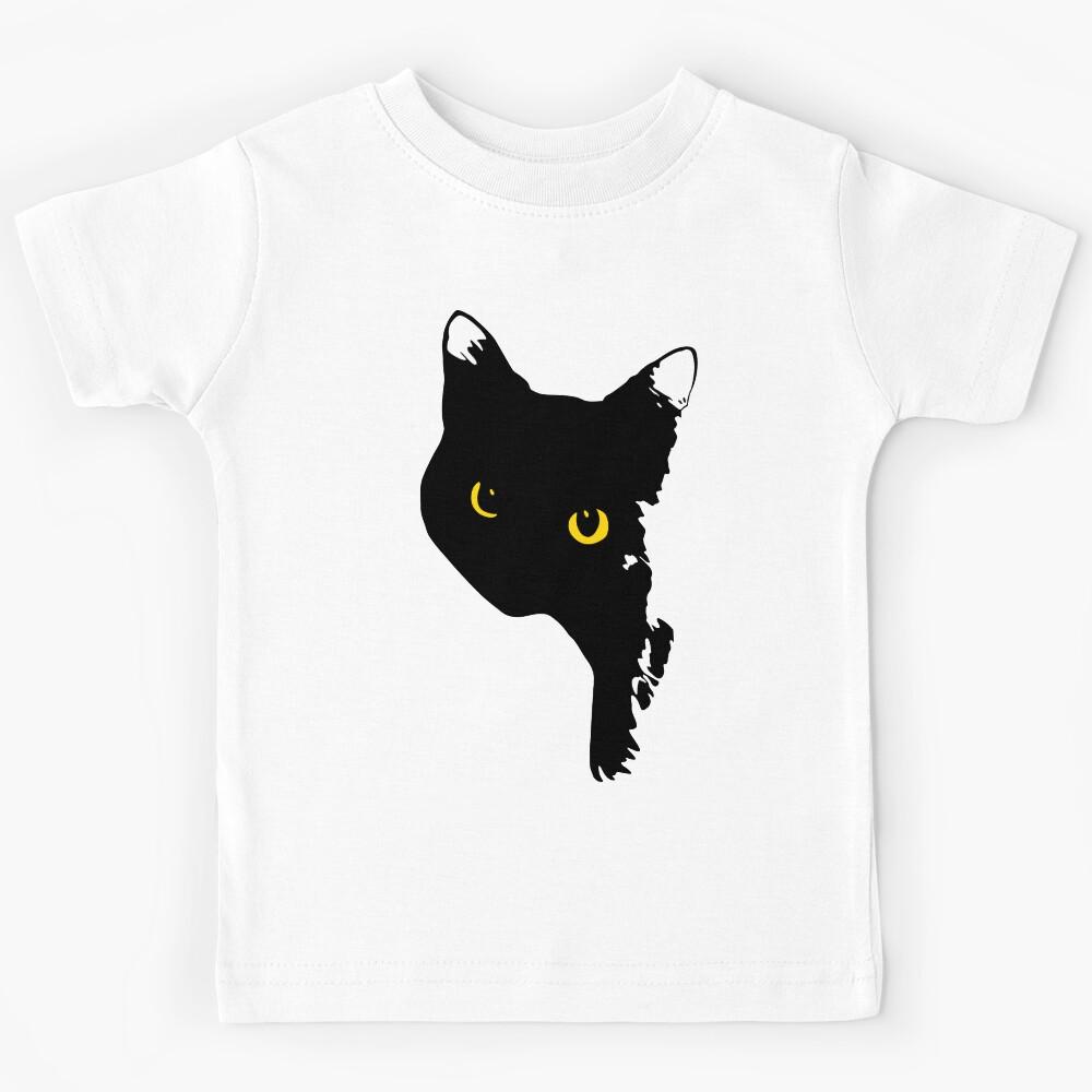 Black Cat with Yellow Eyes Kids T-Shirt 120