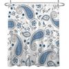 Bohemia Paisley Floral Shower Curtain,Boho Blue White Flower Bathroom Curtains,Lush Blooms Stall Bath Curtain with12 Hooks 72x72