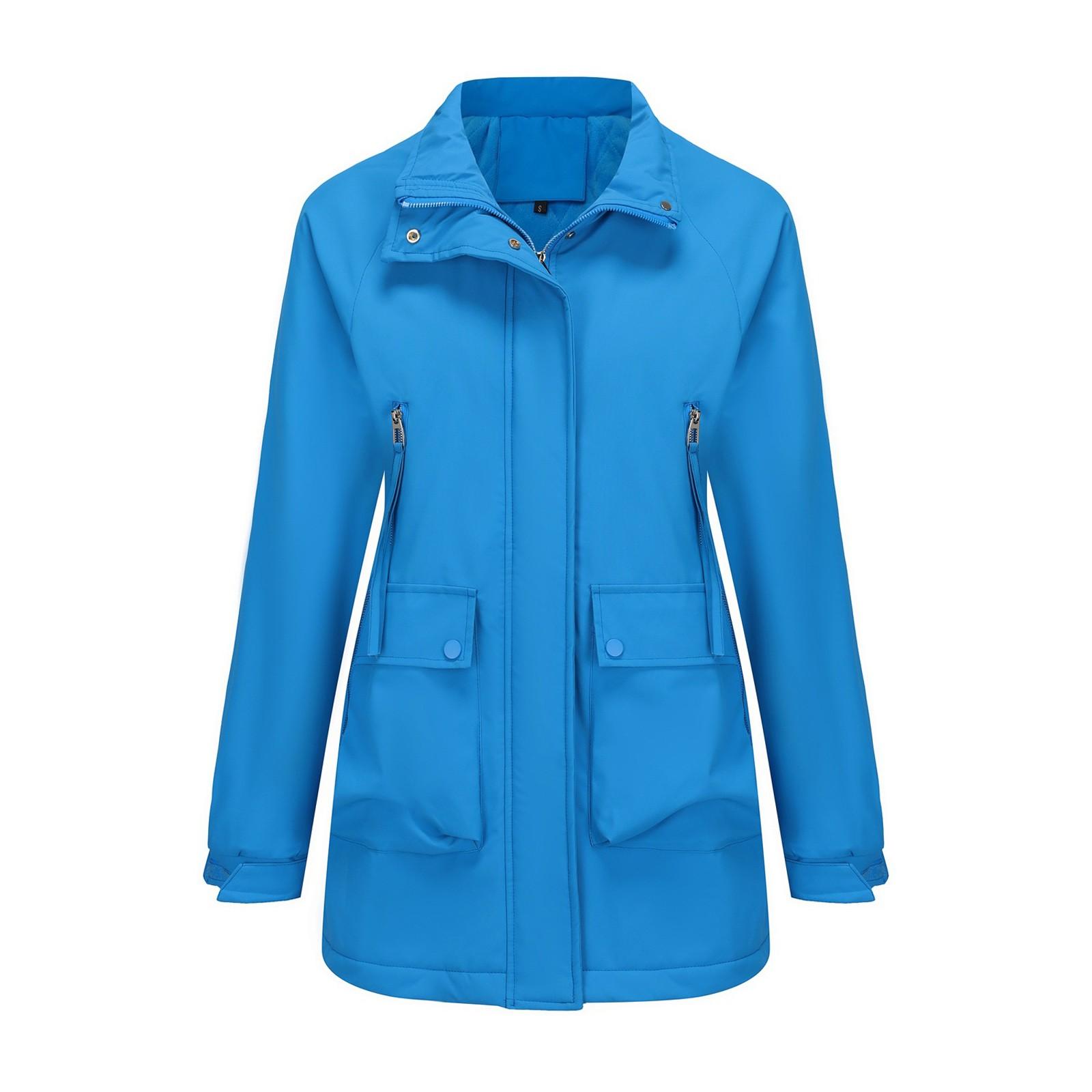 

Женская повседневная куртка с отстегивающимся капюшоном, ветрозащитная, водонепроницаемая, теплая, для альпинизма, ветровка, хлопковая куртка S синий