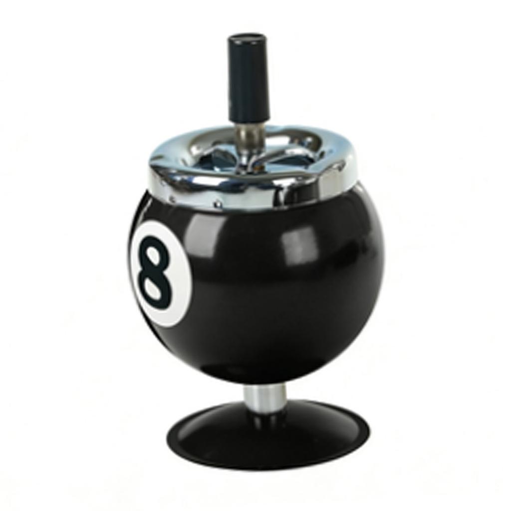 Stylish Metal Ashtray Billiards Shape Large Capacity Windproof Ashtray for Indoor Outdoor Use