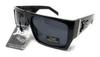 LOCS Hardcore Shades LOCS 91010 Black Sunglasses Gangster Square Flat Top Cholo OG Lowrider Shades for 2XL Adults, Black,