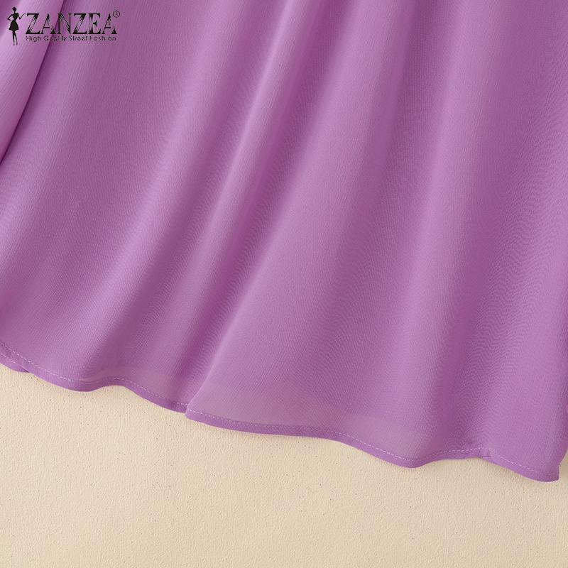 ZANZEA Dámská ležérní halenka s vysokým stojáčkem, volného střihu, jednobarevná, s 3/4 rukávem