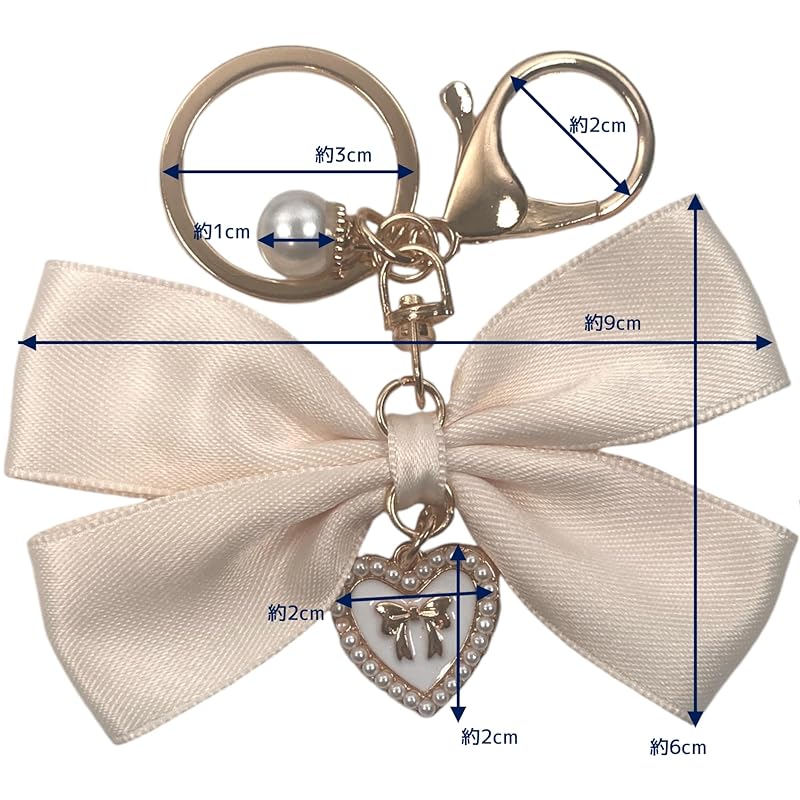 [GrandslamEX] Ribbon Ribbon Pearl Heart Accessories Charm Key Ring Key Ring Strap Key Chain Smartphone Pouch AirPods Pro Wallet Cute Simple