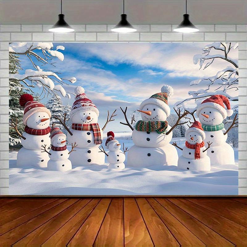 1 piece festive Christmas party banner with snowman scene - winter fairyland background decoration Christmas decoration 180X110
