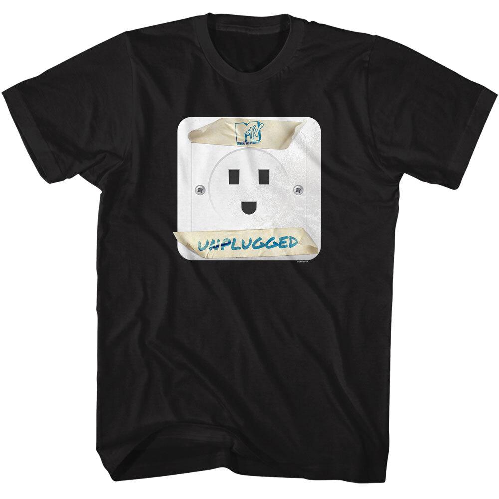 MTV Music Television Men039;s T Shirt  Unplugged Outlet Logo Black Cotton SM5XL Unisex T-Shirt XXXL