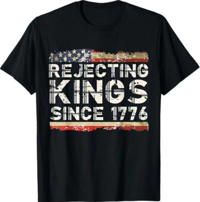 Rejecting Kings Since 1776 American Vintage Flag T-Shirt S