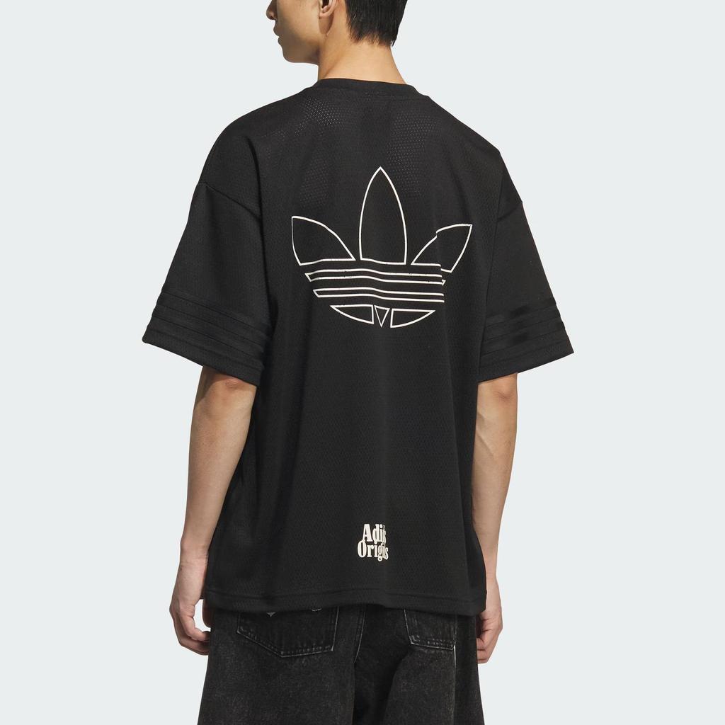 Adidas Originals Basketball Loose Fit Drop Shoulder Cotton Graphic T Shirt Unisex Black KF0720