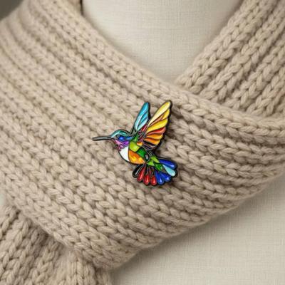 Emaliowana Broszka ze Zwierzętami Dzikimi Urocza Zwierzątko Przypinka do Klapy Kolorowy Koliber Lis Wilk Broszka Pin