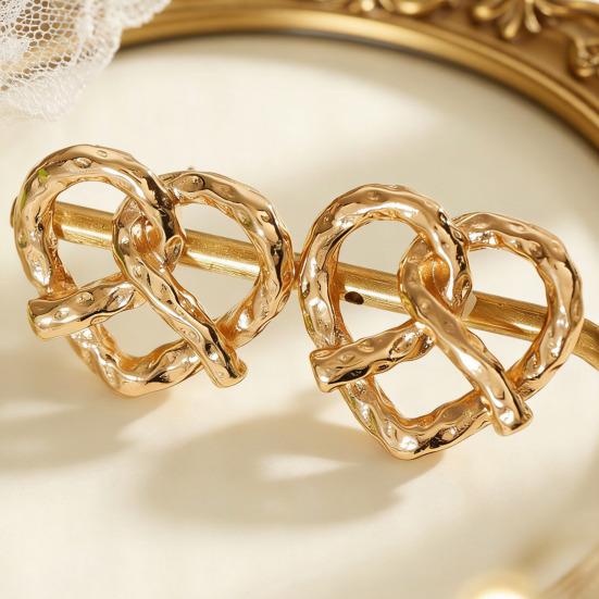 1 Paar Ohrstecker Verdrehtes Herz Design Ohrstecker Gehämmert Textur Piercing Ohrringe für Damen Pendeln Dating Schmuck Geschenk