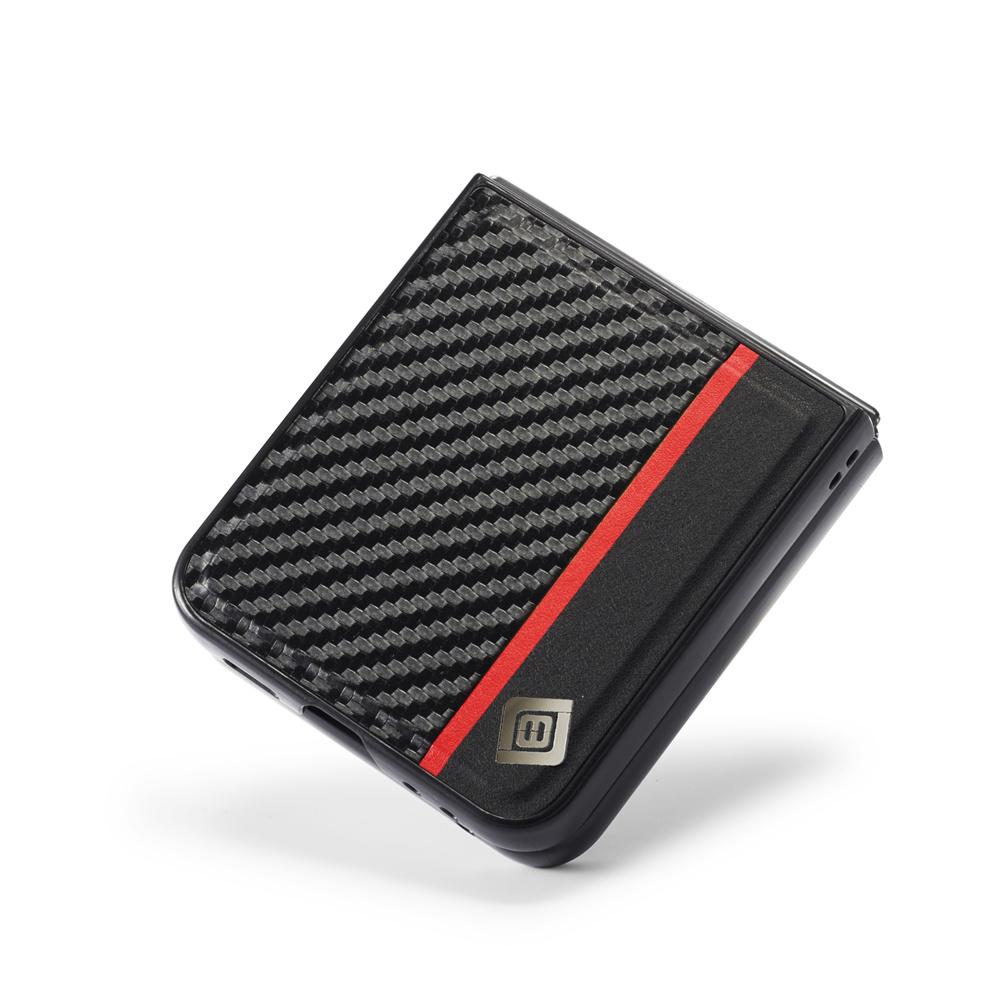 Carbon Fiber PU Leather Phone Case For Samsung Galaxy Z Flip 7 FE 6 5 4 3 Flip7 Flip6 Flip5 Flip4 5G Hybrid Hard Cover