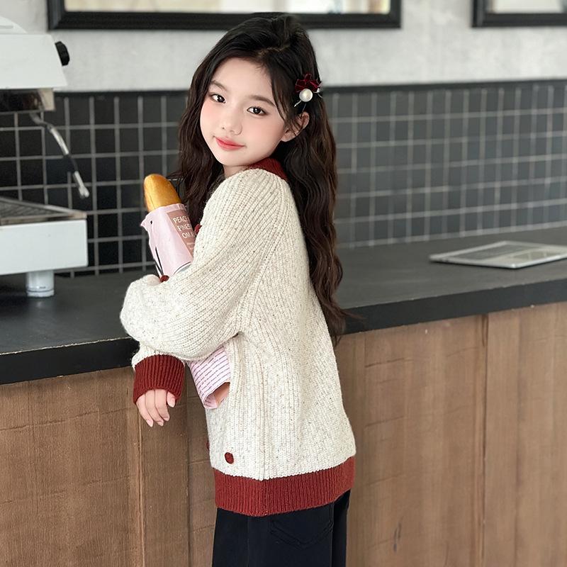 Girls' Thick Knit Sweater - Autumn/Winter Korean Style, Casual Warm Top for Kids