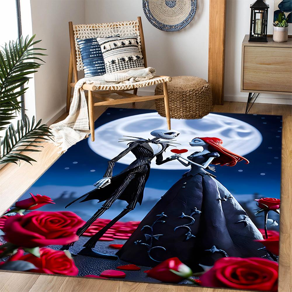 Tappeti Antiscivolo a Tema Nightmare Before Christmas - Decorazioni per la Casa in Poliestere, Adatti per Camere da Letto, Soggiorni, Ingressi, Studi e Decorazioni