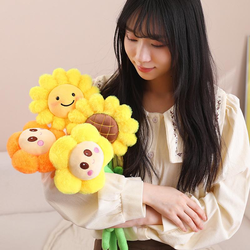 Simulation Sunflower Plush Toy Realistic Flower Stuffed Animal For Home Decor